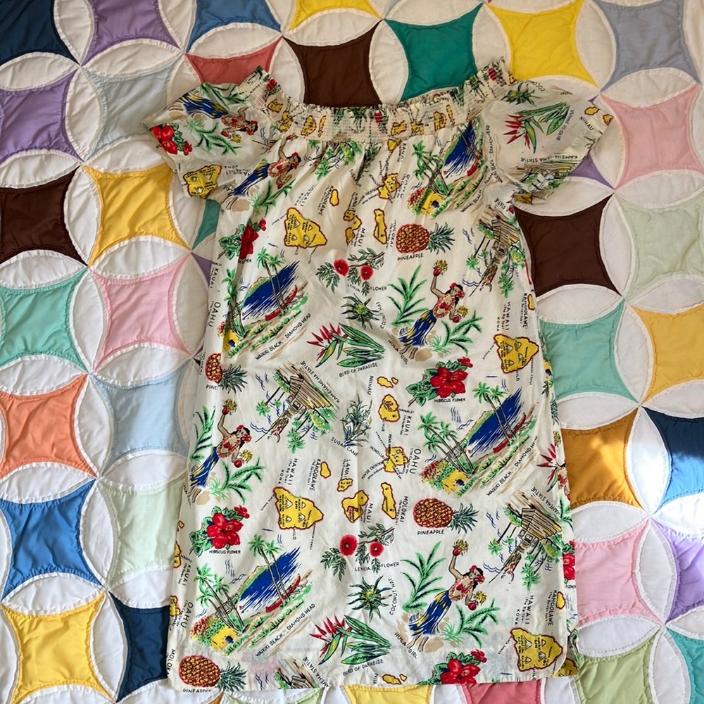 J Crew Hawaii Print Shift Dress